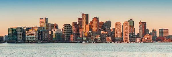 New England-Massachusetts-Boston-city skyline from Boston Harbor-dawn